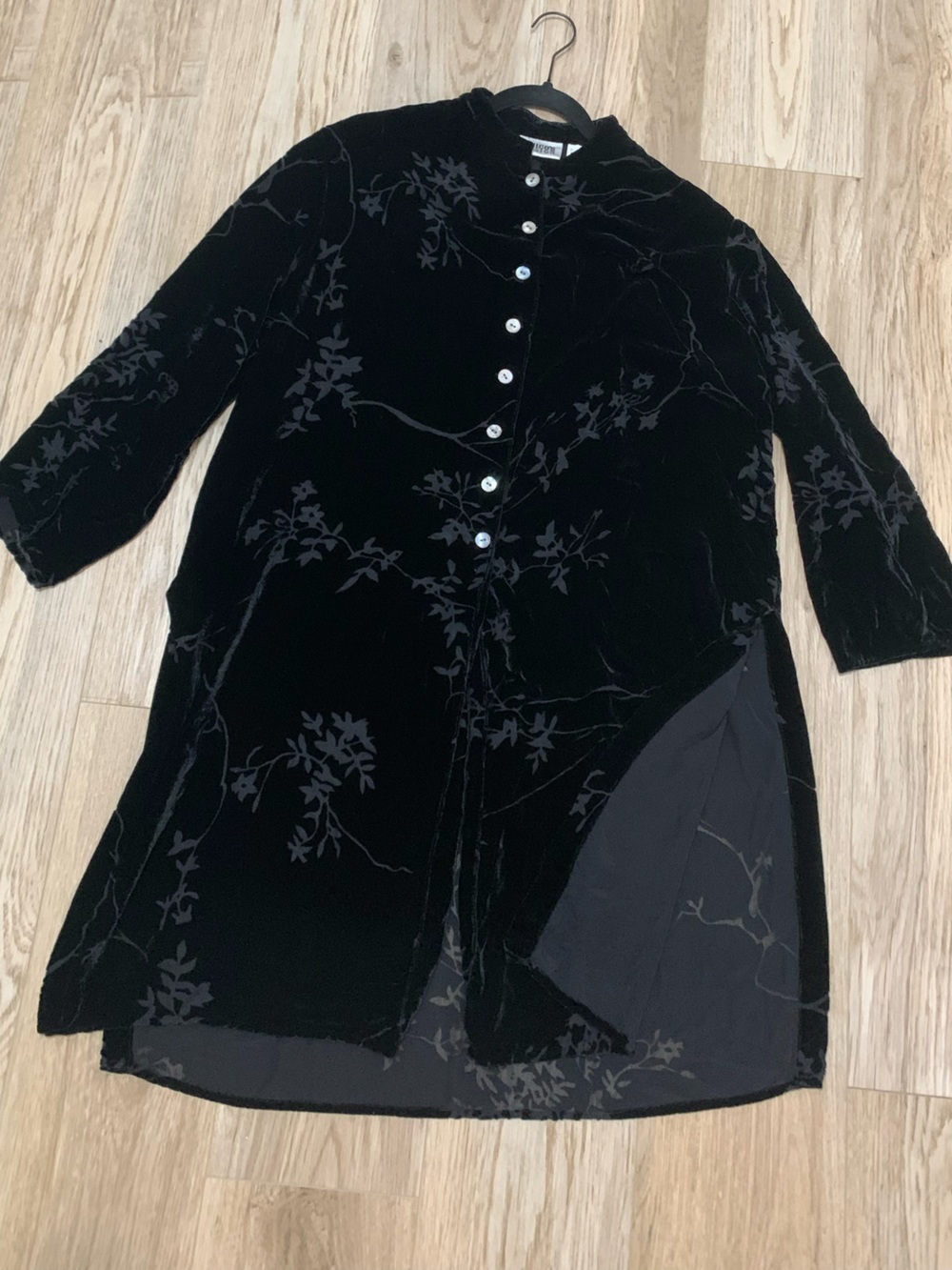 Velvet Burnout Tunic Dress Silk Blend Side Slits Vintage Button Front XL Chicos3